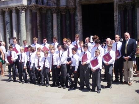 Boy choristers sing in St Mark's, Venice